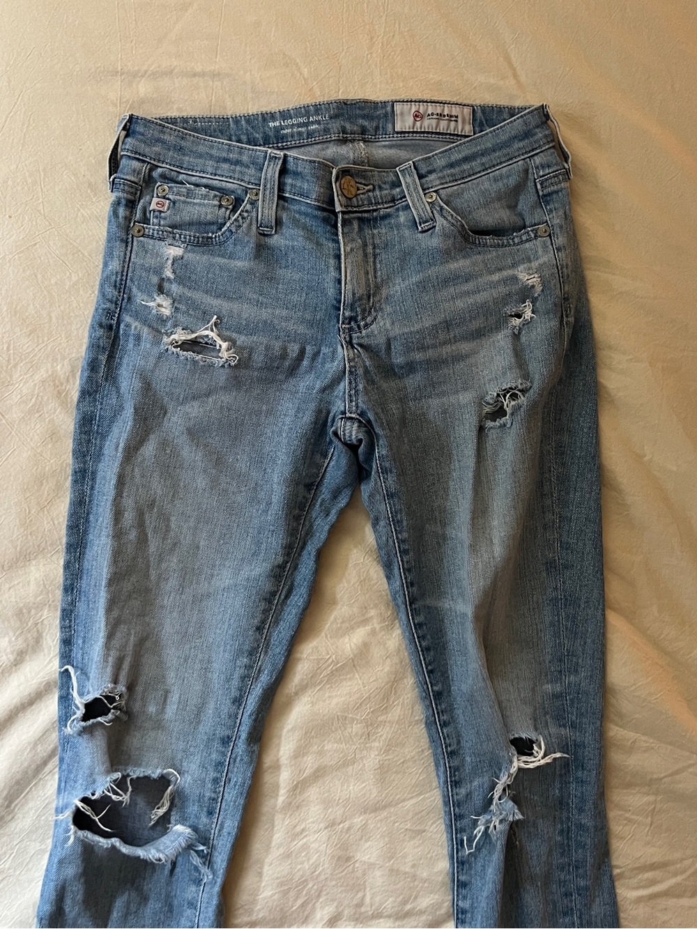 Adriano Goldschmied Distressed Light Blue Skinny Jeans